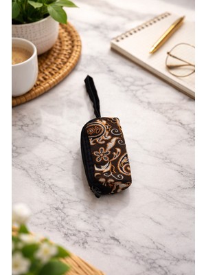 Seymen Bıçakçılık El Yapımı Desenli Mini Fermuarlı Kumaş Cüzdan (Tekli) – Bozuk Para, Anahtarlık ve Mini Makyaj Çantası
