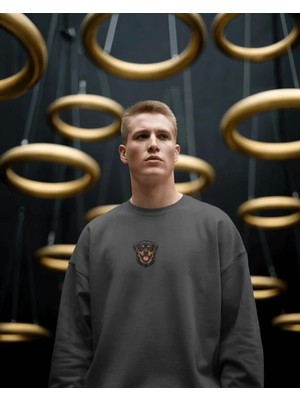 Muhtar Store Rottweiler Baskılı Unisex Sweatshirt – Minimal Köpek Figürlü Günlük Oversize Sweat