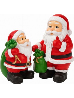 Marsilyan Noel Baba Biblo Seti 2’li – 9 cm & 11 cm – Premium Yılbaşı Dekor Koleksiyonluk Hediye