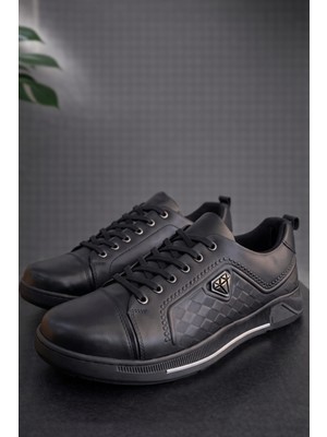 Premium Siyah Deri Erkek Günlük Ayakkabı – Konfor Tabanlı, Şık ve Dayanıklı Tasarım