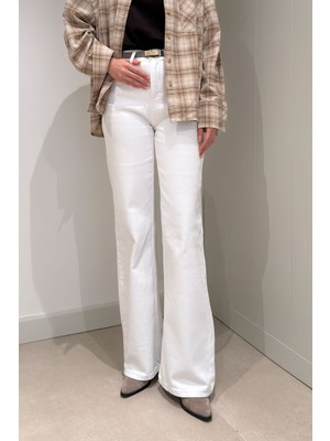 Magarde Tintli Wide Leg Jean- Beyaz