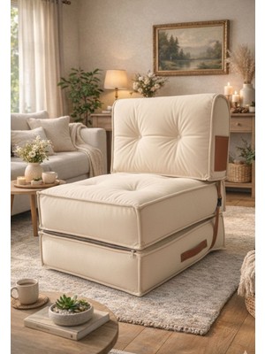 Pufymax Comfy Plus Yeni Nesil Bohem Tekli Koltuk,yataklı Katlanır Berjer,yer Yatağı, Modüler Yapı 75X75|85CM