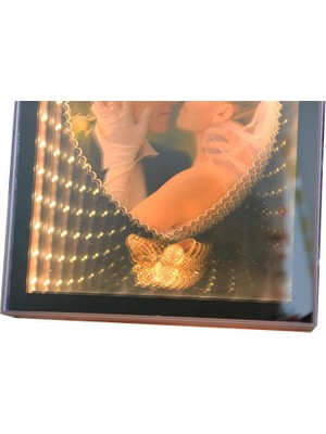 Calperia Ayna LED Li Çerçeve LED Işıklı Kalpli Fotoğraf Çerçevesi
