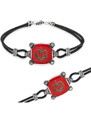 Calperia 925 Ayar Gümüş Ay Yıldız Erkek Bileklik