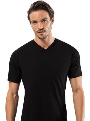 Erdem V Yaka Kısa Kollu %100 Pamuklu 6'lı Paket Tişört 1167