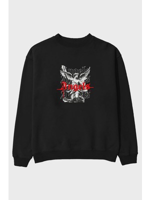 Ankhises Angels Ön Baskılı Oversize Sweatshirt Erkek Kadın Unisex
