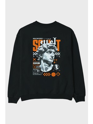 Ankhises Scult Arka Baskılı Oversize Sweatshirt Erkek Kadın Unisex