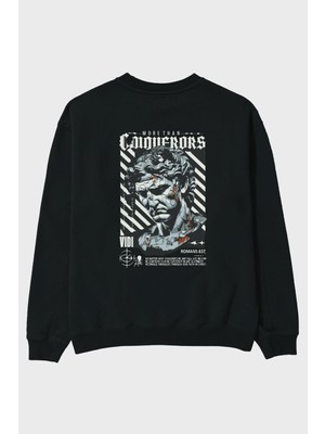 Ankhises Roman Conqueror Arka Baskılı Oversize Sweatshirt Erkek Kadın Unisex