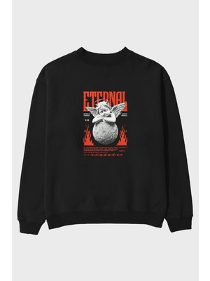 Ankhises Eternal Ön Baskılı Oversize Sweatshirt Erkek Kadın Unisex