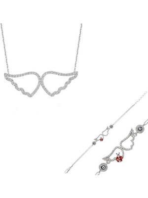 Calperia 925 Ayar Gümüş Melek Kanadı Set