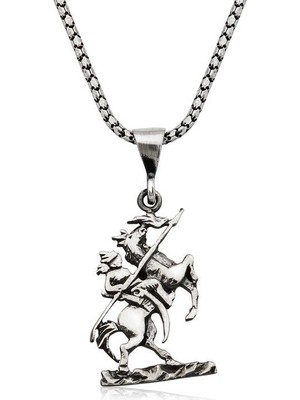 Calperia Gümüş Göktürk Süvarisi Kolye