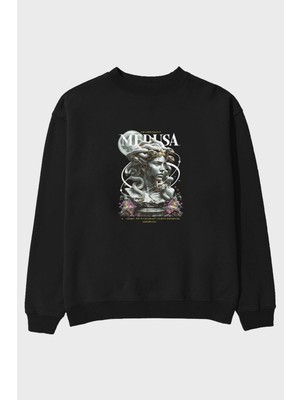 Ankhises Medusa Ön Baskılı Oversize Sweatshirt Erkek Kadın Unisex