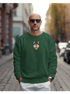 Muhtar Store Minimal Köpek Figürlü Unisex Sweatshirt – Göğüs Ortası Baskı