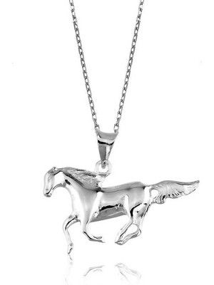 Calperia 925 Ayar Gümüş Koşan At Kadın Gümüş Kolye