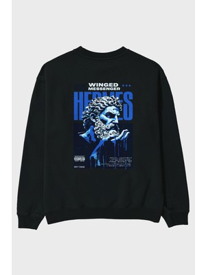 Ankhises Hermes 2 Arka Baskılı Oversize Sweatshirt Erkek Kadın Unisex