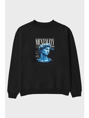 Ankhises Mentality 2 Ön Baskılı Oversize Sweatshirt Erkek Kadın Unisex