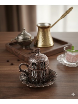Akmetal Osmanlı Motifli Bakır Renk Kahve Fincanı ( 1 Adet )