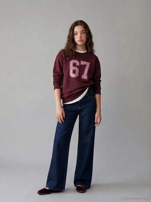 LC Waikiki Lcw Kids Indigo Wideleg Kız Çocuk Jean Pantolon