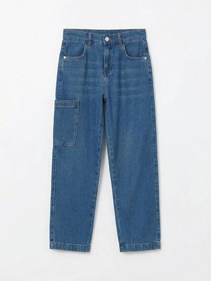 LC Waikiki Lcw Kids Indigo Loose Fit Erkek Çocuk Kargo Jean Pantolon