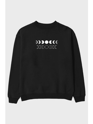 Ankhises Ay Evreleri Ön Baskılı Oversize Sweatshirt Erkek Kadın Unisex