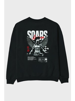 Ankhises Soars Arka Baskılı Oversize Sweatshirt Erkek Kadın Unisex