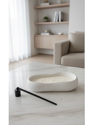 El Yapımı Modern Tasarım Tabaklı Hediyelik Büyük Boy Soya Mum (30X18CM)