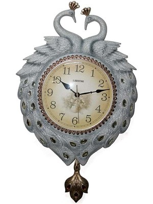 Calperia Duvara Asmalı Tavuskuşu Saat Dekoratif Hediyelik