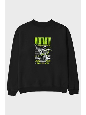 Ankhises Mentality Ön Baskılı Oversize Sweatshirt Erkek Kadın Unisex