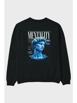Ankhises Mentality 2 Arka Baskılı Oversize Sweatshirt Erkek Kadın Unisex