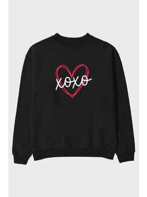 Ankhises Xoxo Kalp (2) Ön Baskılı Oversize Sweatshirt Erkek Kadın Unisex