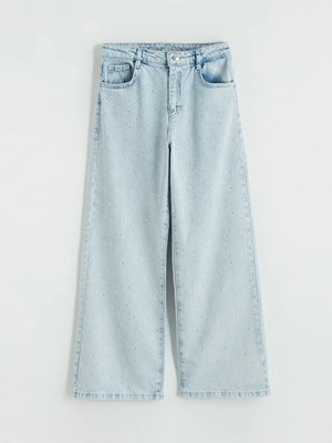 LC Waikiki Lcw Kids Mavi Wideleg Taşlı Kız Çocuk Jean Pantolon