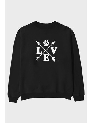 Ankhises Love Pati Ön Baskılı Oversize Sweatshirt Erkek Kadın Unisex