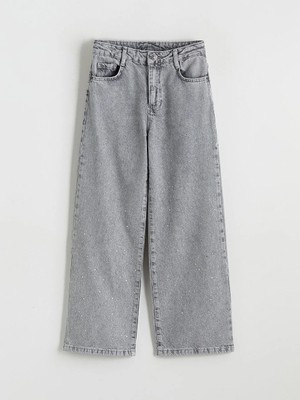 LC Waikiki Lcw Kids Karışık Wideleg Taşlı Kız Çocuk Jean Pantolon