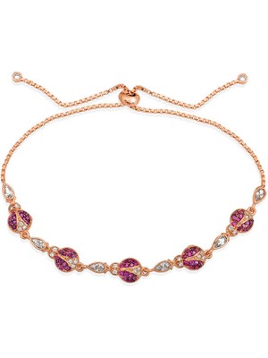 Calperia 925 Ayar Gümüş Rose Uğur Böcekli Asansör Bileklik