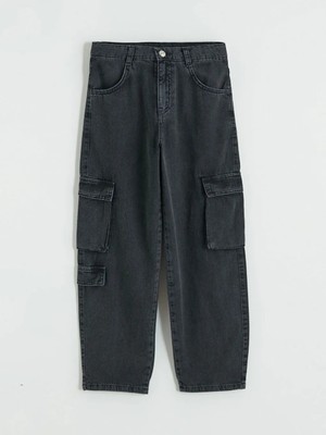 LC Waikiki Lcw Kids Antrasit Regular Fit Erkek Çocuk Kargo Jean Pantolon