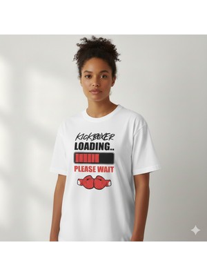 Texrium Kick Boks Tasarımlı " Kickboxer Loading " Baskılı Pamuklu Unisex T-Shirt