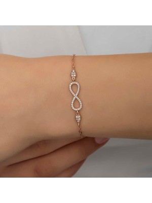 Calperia 925 Ayar Gümüş Rose Sonsuzluk Kadın Bileklik