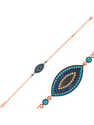 Calperia 925 Ayar Gümüş Rose Nazar Bileklik