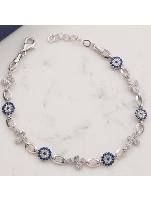 Calperia 925 Ayar Gümüş Kelebek Nazar Kadın Bileklik