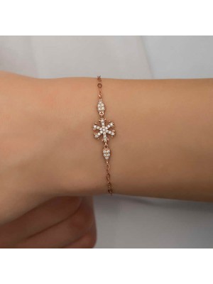 Calperia 925 Ayar Gümüş Rose Kar Tanesi Kadın Bileklik