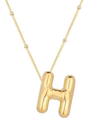 Calperia 925 Ayar Gümüş Gold Balon H Harfi Kadın Kolye