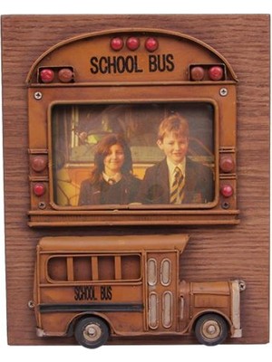 Calperia Dekoratif Metal Çerçeve Okul Otobüsü Dekorlu Hediyelik