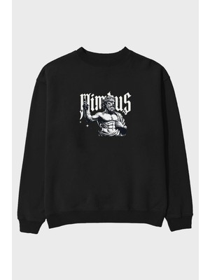 Ankhises Mimbus Zeus Ön Baskılı Oversize Sweatshirt Erkek Kadın Unisex