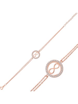 Calperia 925 Ayar Gümüş Rose Sonsuzluk Bileklik