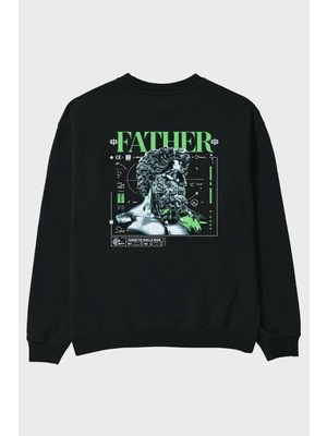 Ankhises Father Zeus Arka Baskılı Oversize Sweatshirt Erkek Kadın Unisex