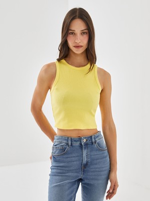 Lc Waikiki Yeni Sezon Bisiklet Yaka Dokulu Kadın Crop