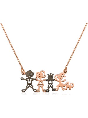 Calperia 925 Ayar Gümüş Mutlu Aile Kadın Gümüş Kolyesi