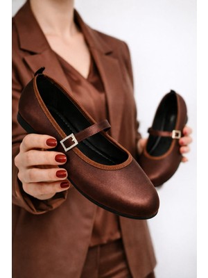 Slipcat Saten Kadın Siyah Babet Ayakkabı – Ince Tokalı Klasik & Rahat Model