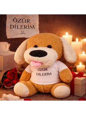 Calperia Özür Dilerim Tişörtlü Peluş Oyuncak Köpek