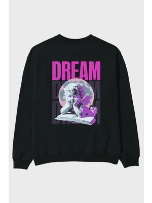Ankhises Dream Angel Arka Baskılı Oversize Sweatshirt Erkek Kadın Unisex